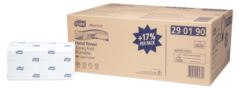 Tork H3 Premium C-fold flushable 2 ply Towel