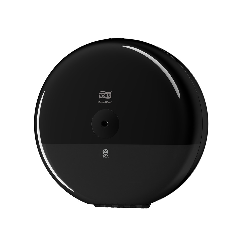 Dozator pentru hartie igienica Tork SmartOne, T8; cu incuietoare, plastic, alb si negru