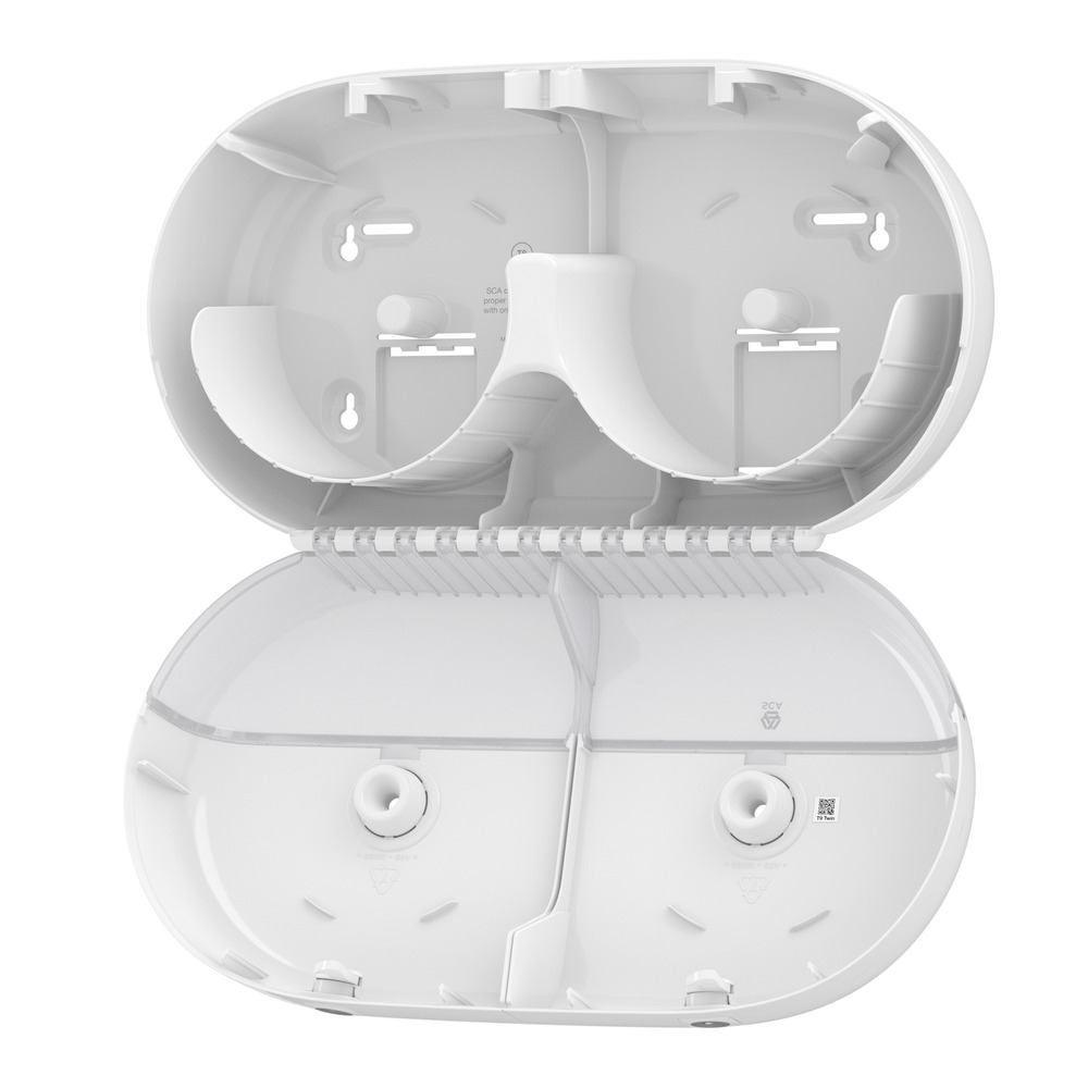 Dozator pentru hartie igienica Tork SmartOne® Twin Mini, T9; plastic, alb si negru
