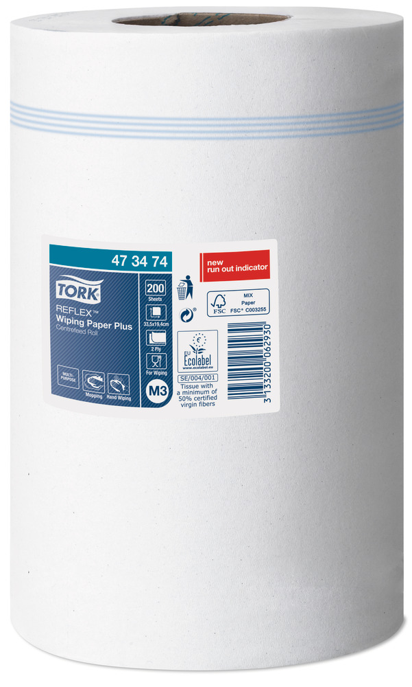 Tork M3 Reflex 2 ply Wiping paper Centerfeed roll