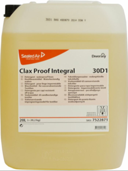 Clax Proof Integral 30D1 vloeibaar wasmiddel voor zachtwater en gemiddelde bevuiling