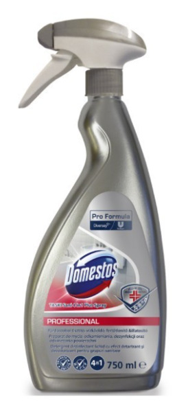 Detergent lichid detartrant si dezodorizant grupuri sanitare Domestos Pro Formula 4in1 Plus Spray