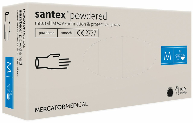 Santex smooth púderezett latex kesztyű