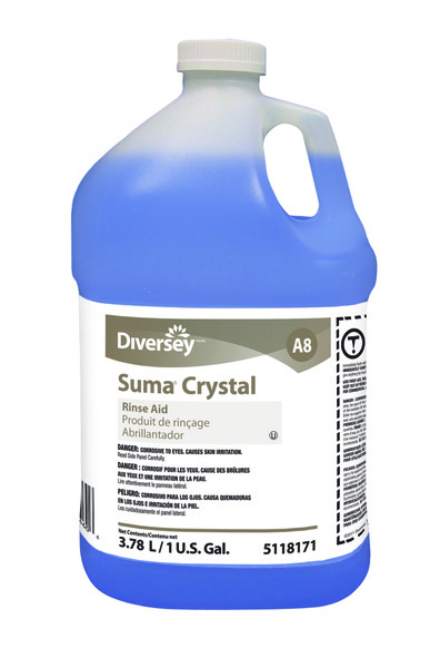 Aditiv acid pentru clatire Suma Crystal A8; compatibilitate apa dura